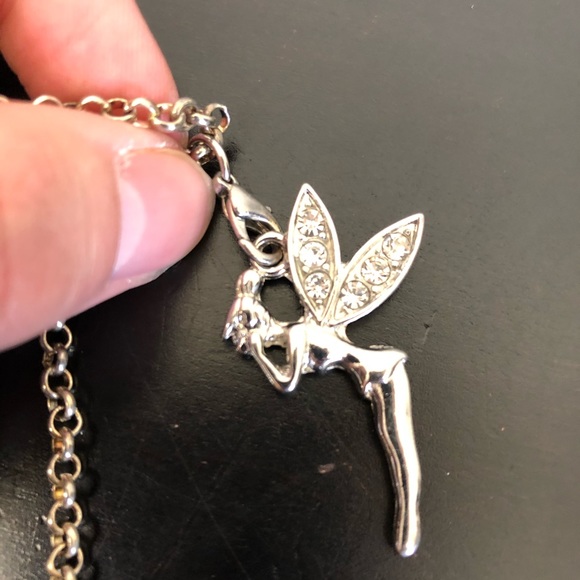 Tinkerbell Fairy Silver Rhinestone Necklace - Picture 7 of 12